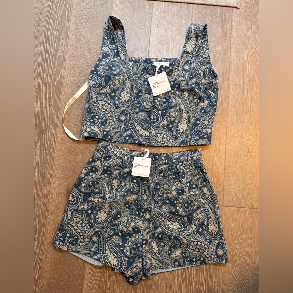 Denim Paisley Short Set - Picture 2 of 4